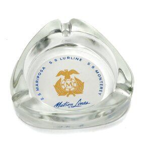Vintage Matson Cruise Lines Hawaii Glass Ashtray SS Lurline Mariposa Monterey